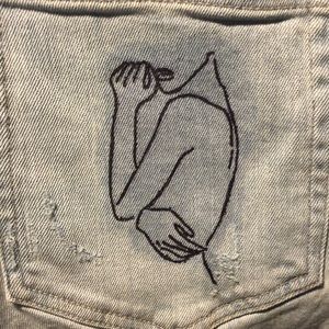 Up-cycled high rise mom jeans